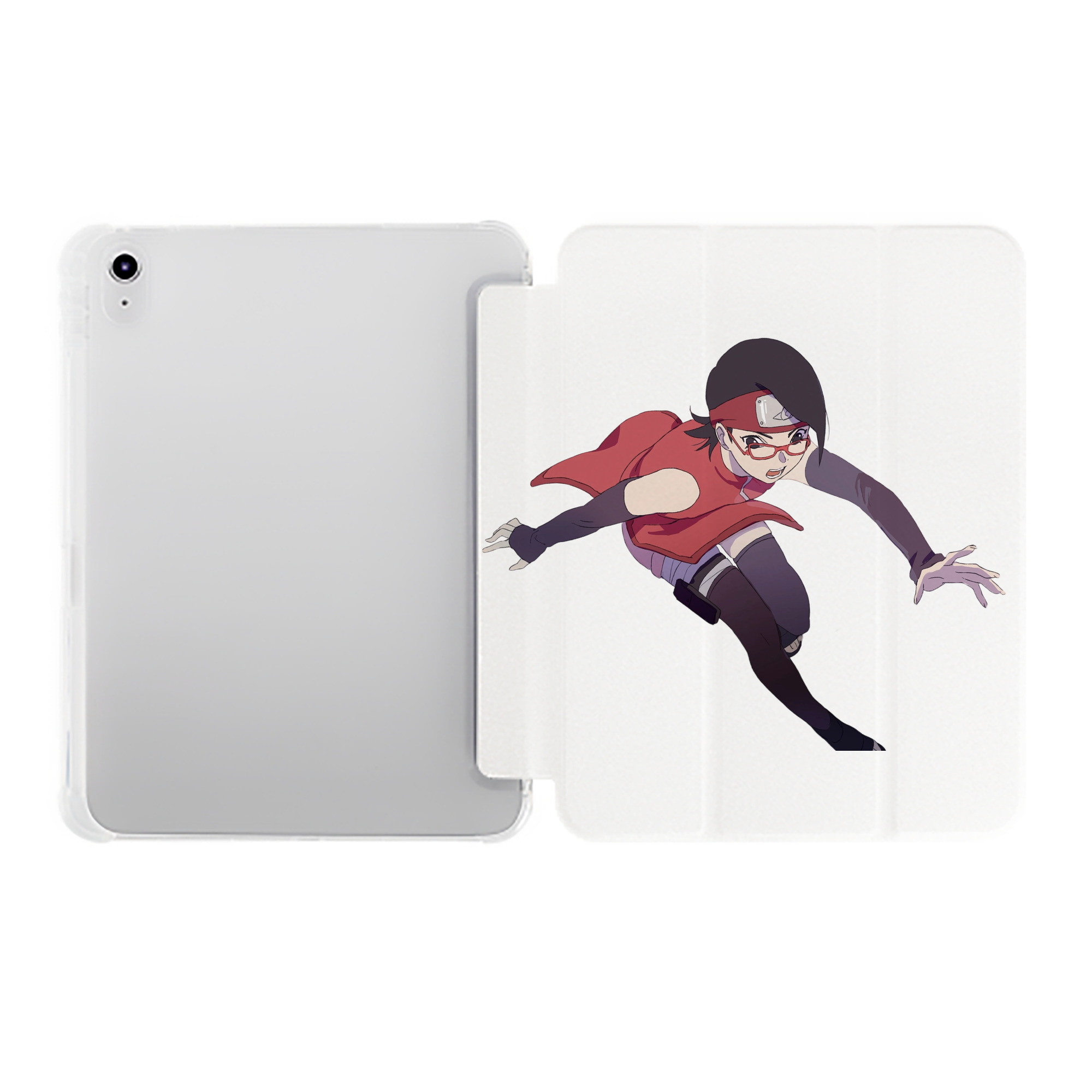 （画像用） NARUTO -ナルト- うちは サラダ Uchiha Sarada IPad ケース ペン収納付き 三つ折りスタンド PUレザー×シリコン 対応機種9.5/10.5/10.9インチ